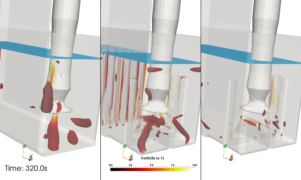 Simulations de l'écoulement à l'aspiration d'une cheminée de pompage